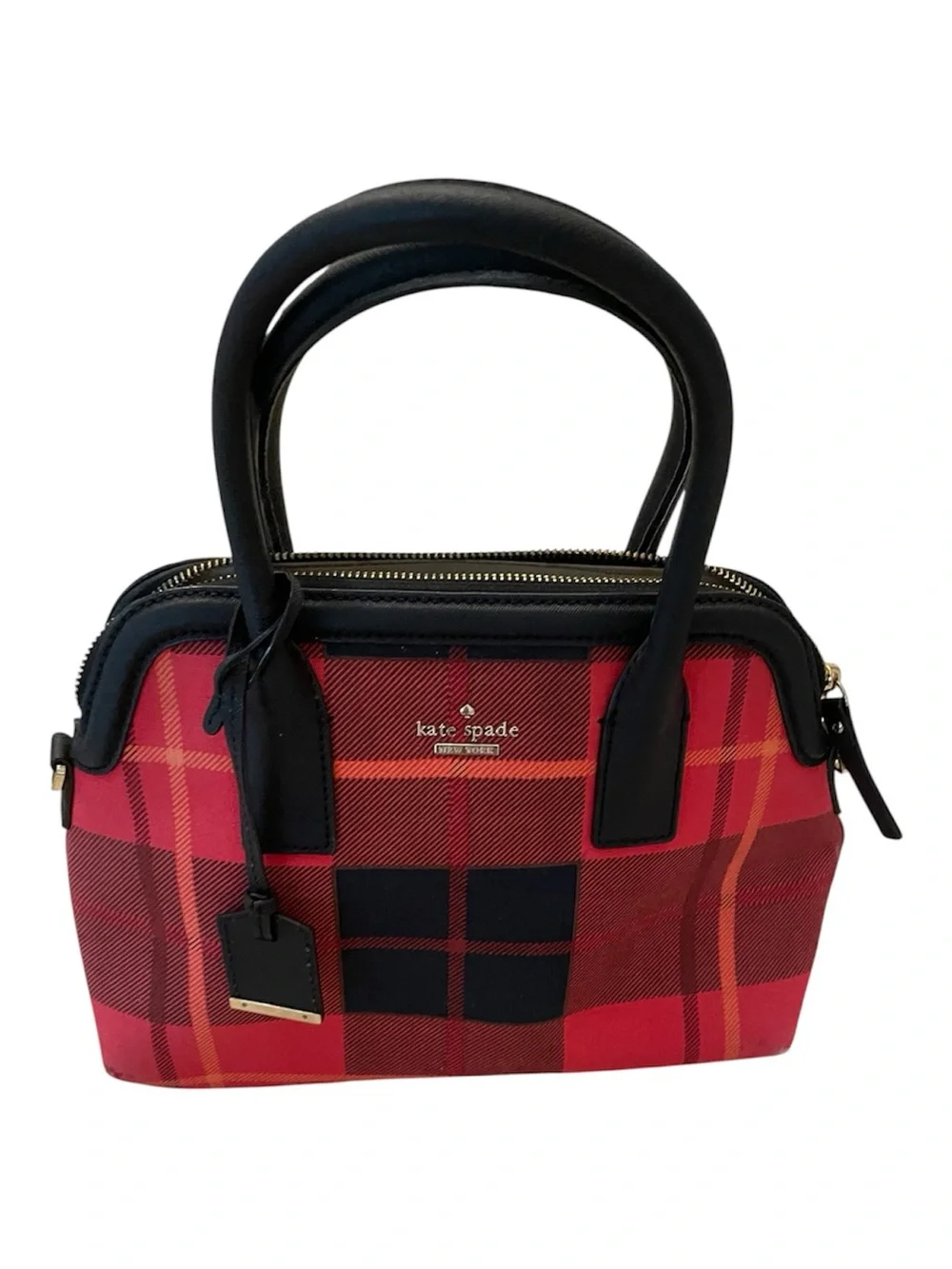Kate Spade Red Plaid Satchel Handbag